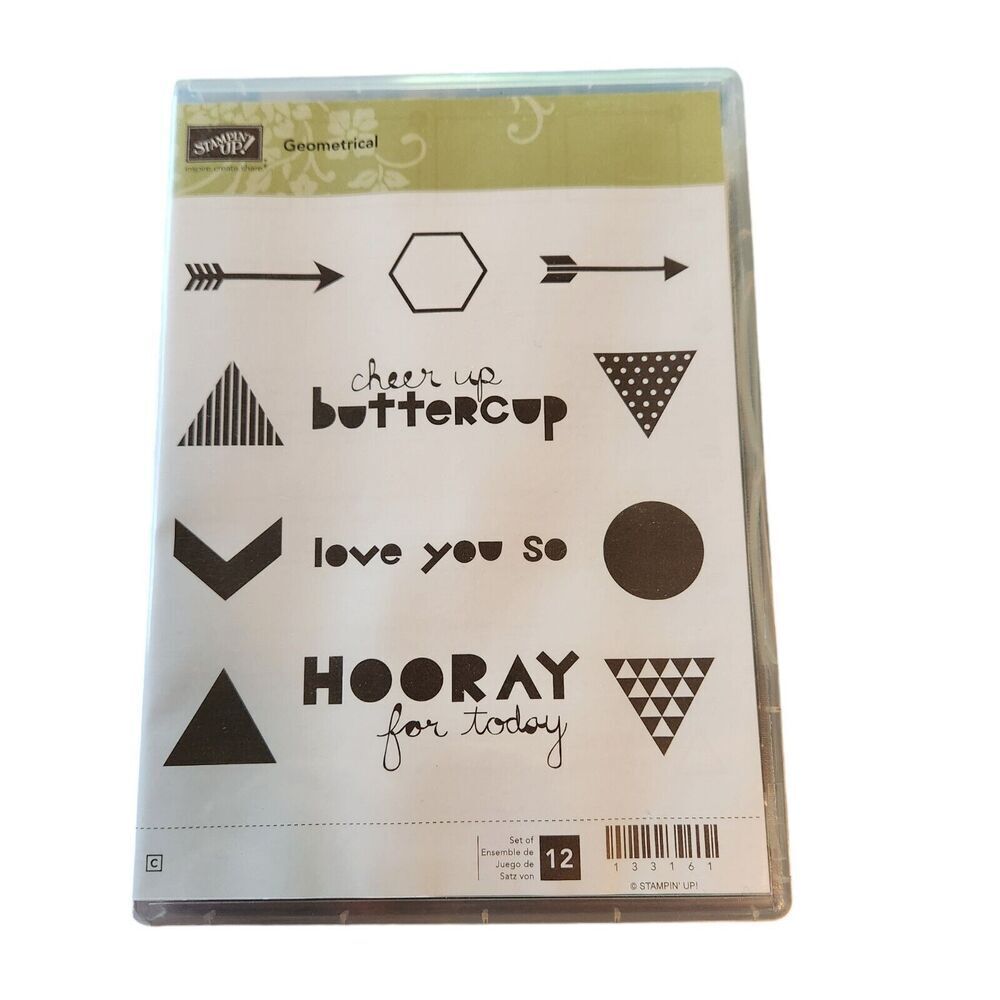 Stampin' Up! GEOMETRICAL Stamp Set‎ of 12 133161 Arrow Triangle Circle Chevron